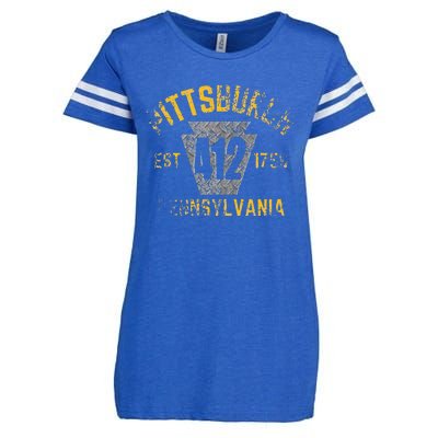 Pittsburgh Pennsylvania Sl City 412 Established Vintage Enza Ladies Jersey Football T-Shirt