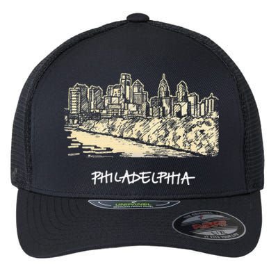 Philadelphia Pennsylvania Skyline Panorama Flexfit Unipanel Trucker Cap