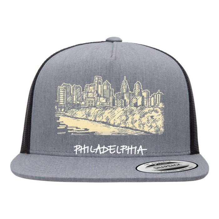 Philadelphia Pennsylvania Skyline Panorama Flat Bill Trucker Hat