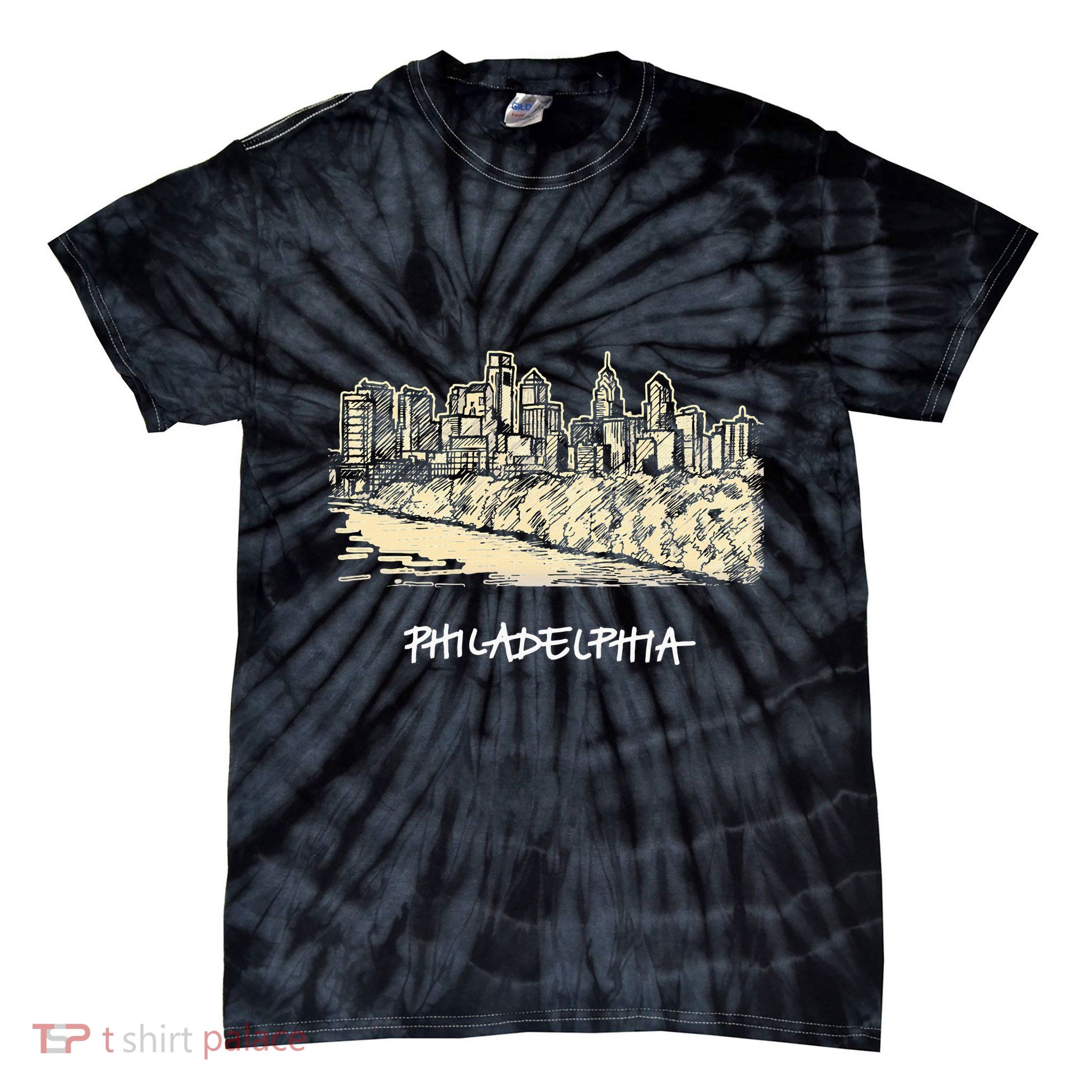 Philadelphia Pennsylvania Skyline Panorama Tie-Dye T-Shirt