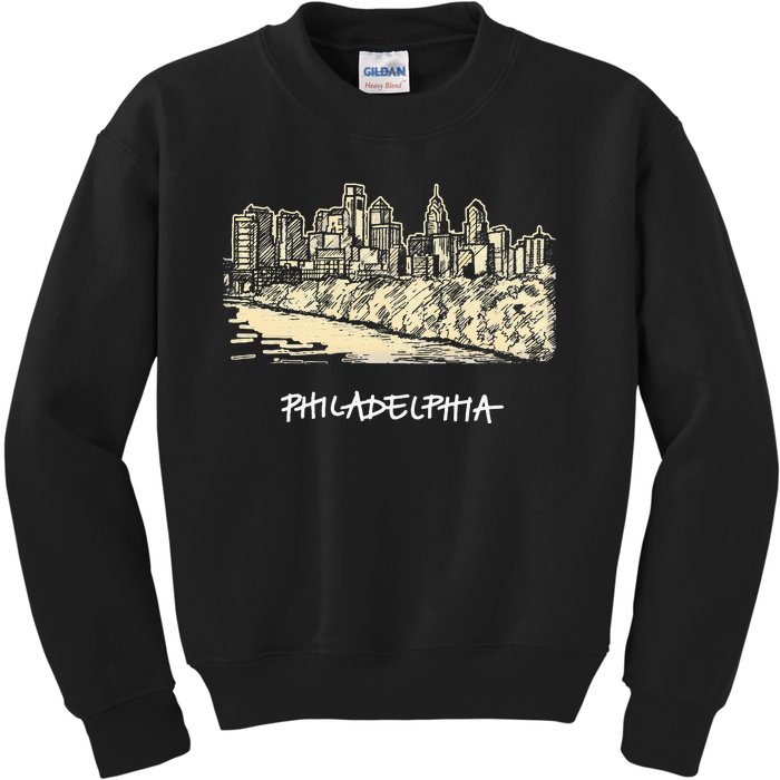 Philadelphia Pennsylvania Skyline Panorama Kids Sweatshirt