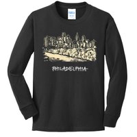 Philadelphia Pennsylvania Skyline Panorama Kids Long Sleeve Shirt