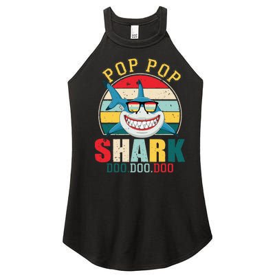 Pop Pop Shark Father's Day For Pop Pop Women’s Perfect Tri Rocker Tank