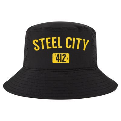 Pittsburgh Pennsylvania Steel City Black And Gold Cool Comfort Performance Bucket Hat