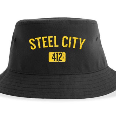 Pittsburgh Pennsylvania Steel City Black And Gold Sustainable Bucket Hat