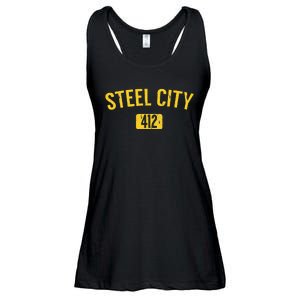 Pittsburgh Pennsylvania Steel City Black And Gold Ladies Essential Flowy Tank