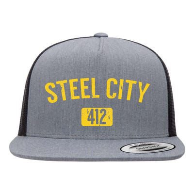 Pittsburgh Pennsylvania Steel City Black And Gold Flat Bill Trucker Hat