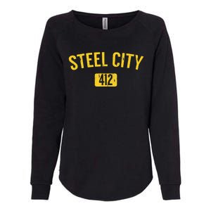 Pittsburgh Pennsylvania Steel City Black And Gold Womens California Wash Sweatshirt