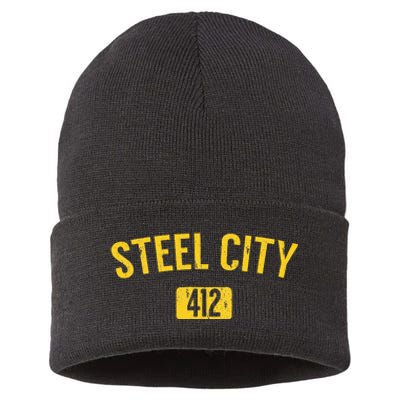 Pittsburgh Pennsylvania Steel City Black And Gold Sustainable Knit Beanie