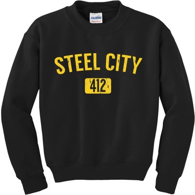 Pittsburgh Pennsylvania Steel City Black And Gold Kids Sweatshirt