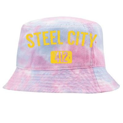 Pittsburgh Pennsylvania Steel City Black And Gold Tie-Dyed Bucket Hat