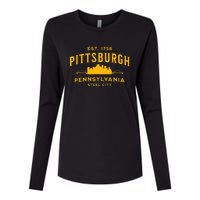 Pittsburgh Pennsylvania Steel City Skyline Bridges Home 412 Womens Cotton Relaxed Long Sleeve T-Shirt