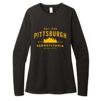 Pittsburgh Pennsylvania Steel City Skyline Bridges Home 412 Womens CVC Long Sleeve Shirt