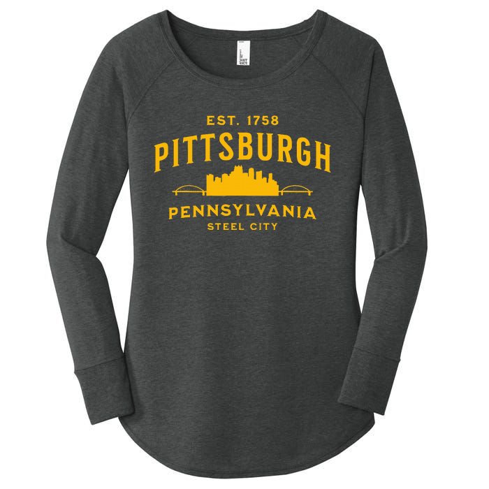 Pittsburgh Pennsylvania Steel City Skyline Bridges Home 412 Women's Perfect Tri Tunic Long Sleeve Shirt