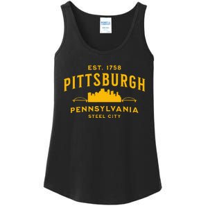 Pittsburgh Pennsylvania Steel City Skyline Bridges Home 412 Ladies Essential Tank