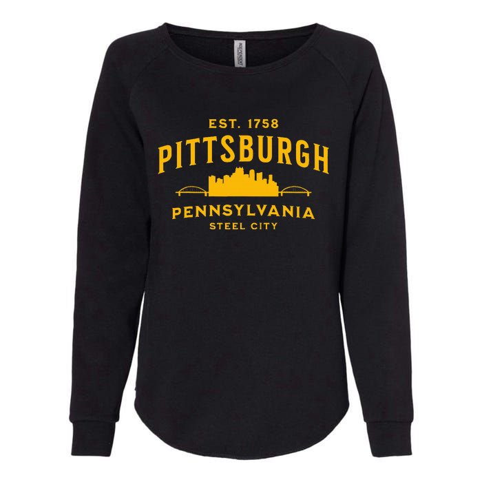 Pittsburgh Pennsylvania Steel City Skyline Bridges Home 412 Womens California Wash Sweatshirt