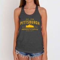 Pittsburgh Pennsylvania Steel City Skyline Bridges Home 412 Women's Knotted Racerback Tank