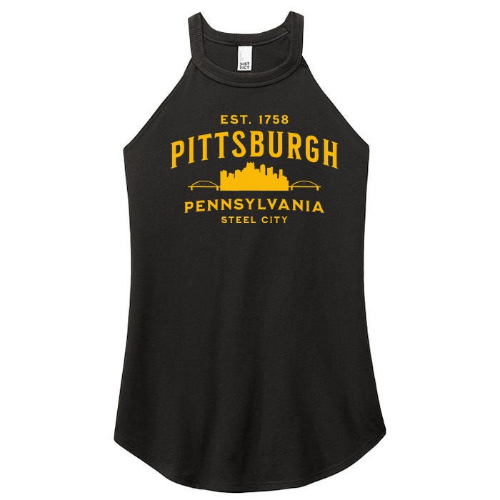 Pittsburgh Pennsylvania Steel City Skyline Bridges Home 412 Women's Perfect Tri Rocker Tank