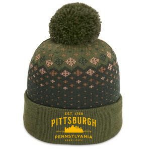 Pittsburgh Pennsylvania Steel City Skyline Bridges Home 412 The Baniff Cuffed Pom Beanie