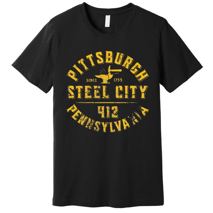 Pittsburgh Pennsylvania Steel City Home 412 Vintage Premium T-Shirt