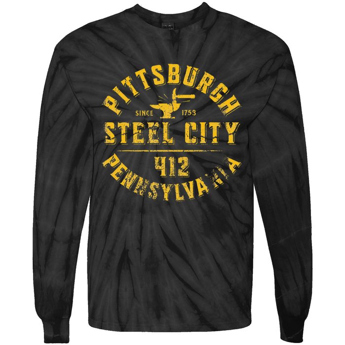 Pittsburgh Pennsylvania Steel City Home 412 Vintage Tie-Dye Long Sleeve Shirt