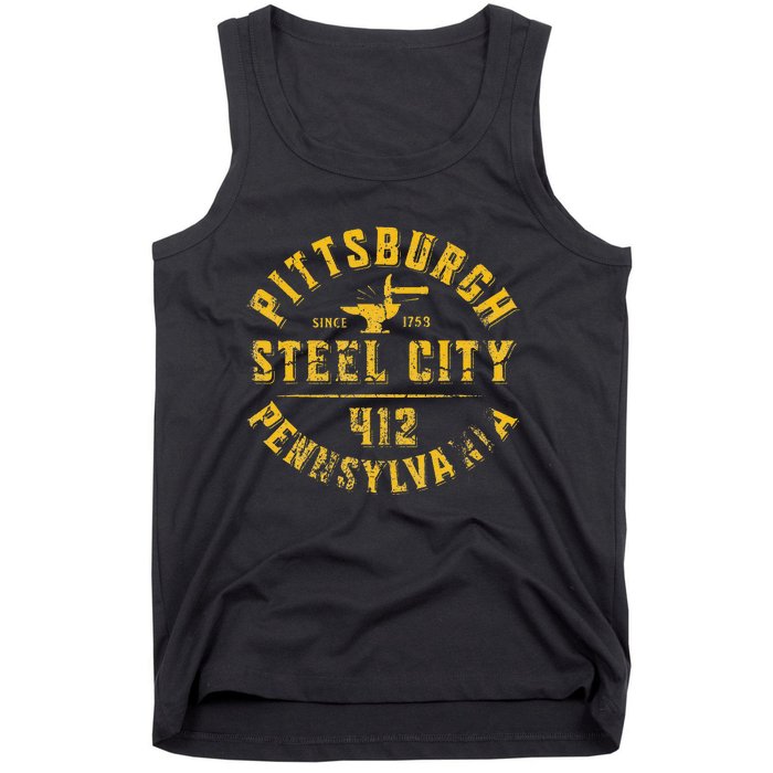 Pittsburgh Pennsylvania Steel City Home 412 Vintage Tank Top