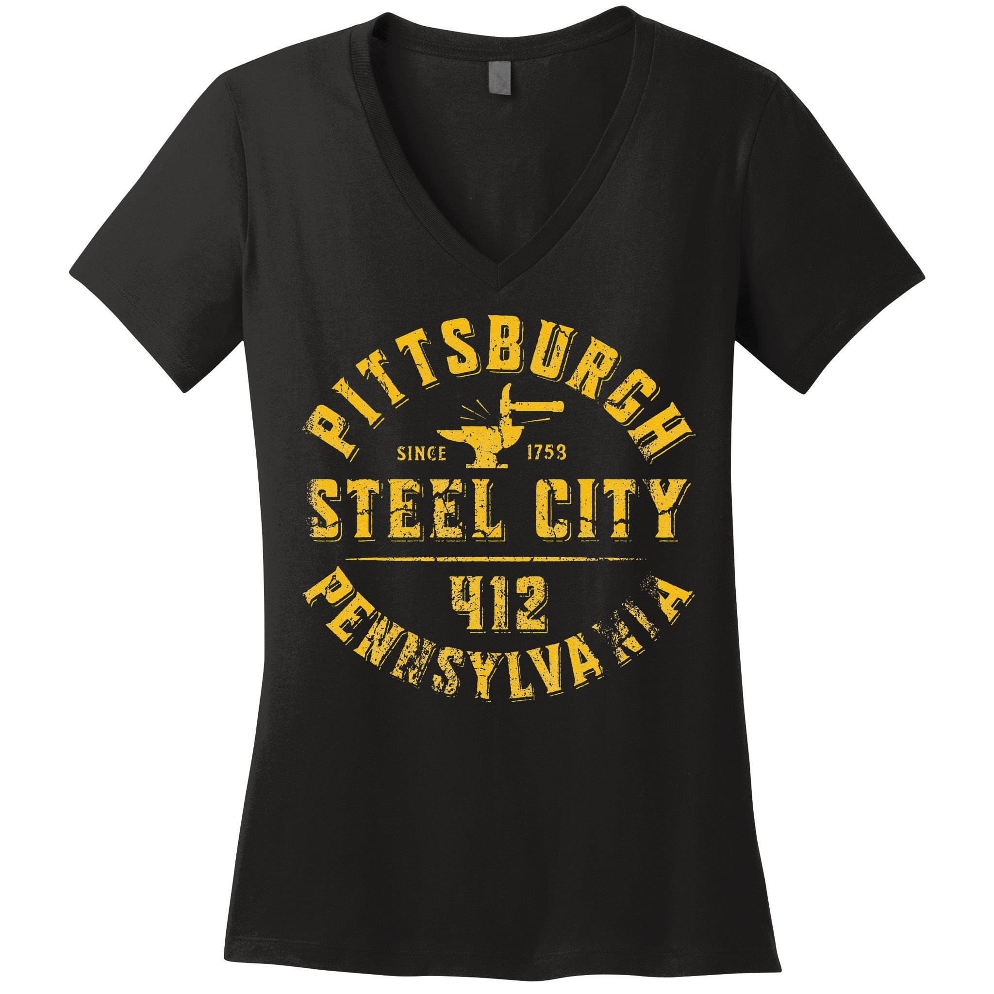 Pittsburgh Pennsylvania Steel City Home 412 Vintage Women's V-Neck T-Shirt