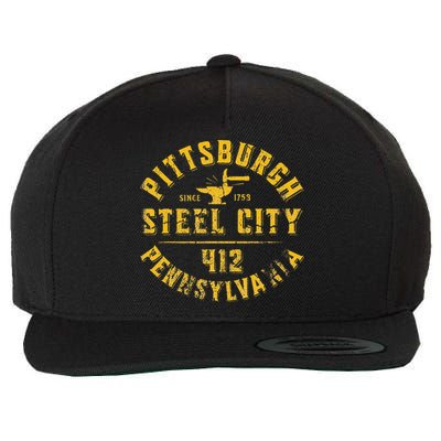 Pittsburgh Pennsylvania Steel City Home 412 Vintage Wool Snapback Cap