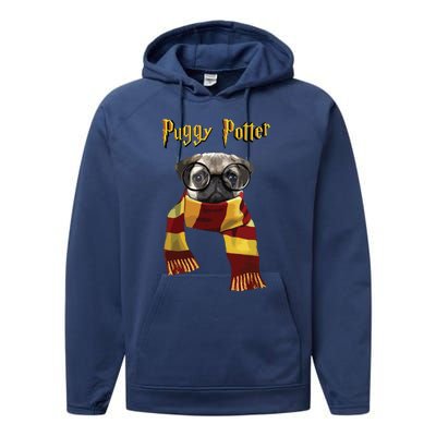 Puggy Potter Shirts Pug Lover Pug Tee Funny Pug Performance Fleece Hoodie