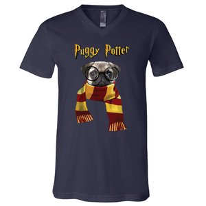 Puggy Potter Shirts Pug Lover Pug Tee Funny Pug V-Neck T-Shirt