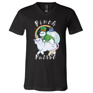 Pinch Patrol St Patricks Day Cats Green Saint Patrick's Day V-Neck T-Shirt