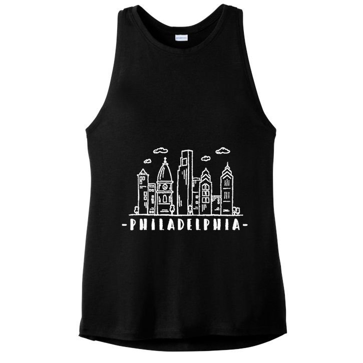 Philadelphia Pennsylvania Skyline Ladies PosiCharge Tri-Blend Wicking Tank