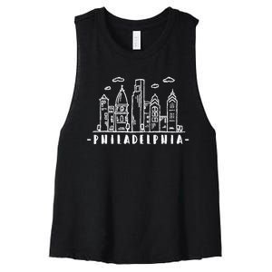 Philadelphia Pennsylvania Skyline Women's Racerback Cropped Tank