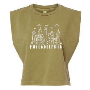 Philadelphia Pennsylvania Skyline Garment-Dyed Women's Muscle Tee