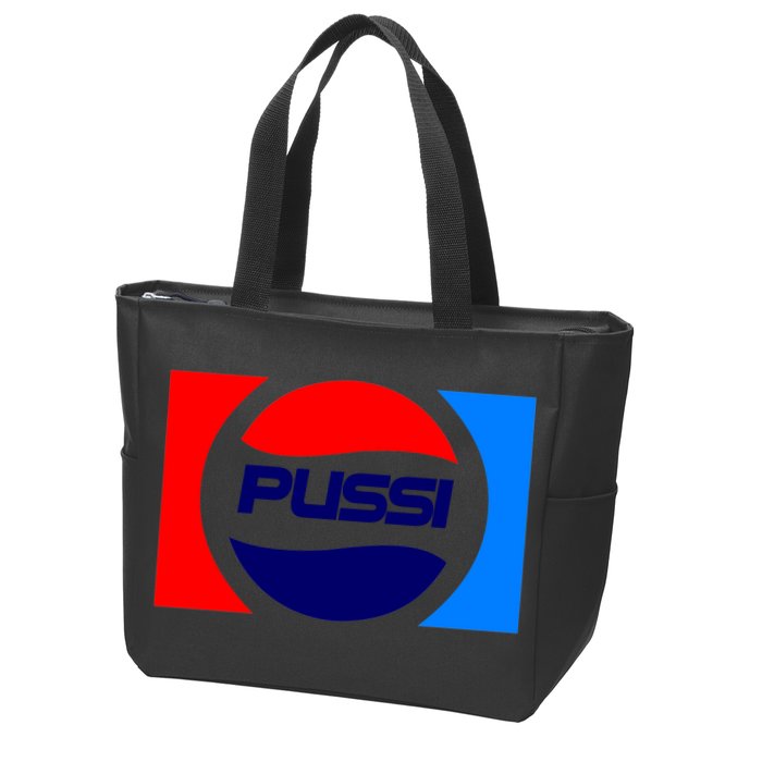 Pussi Parody Spoof Logo Offensive Zip Tote Bag