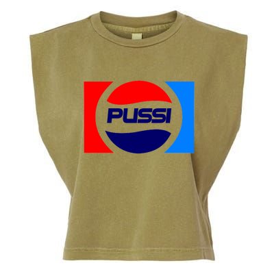 Pussi Parody Spoof Logo Offensive Garment-Dyed Women's Muscle Tee