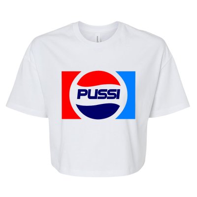 Pussi Parody Spoof Logo Offensive Bella+Canvas Jersey Crop Tee