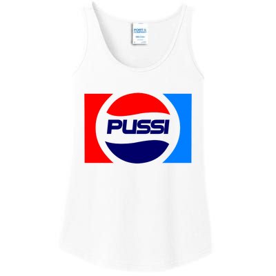 Pussi Parody Spoof Logo Offensive Ladies Essential Tank