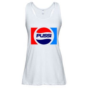 Pussi Parody Spoof Logo Offensive Ladies Essential Flowy Tank