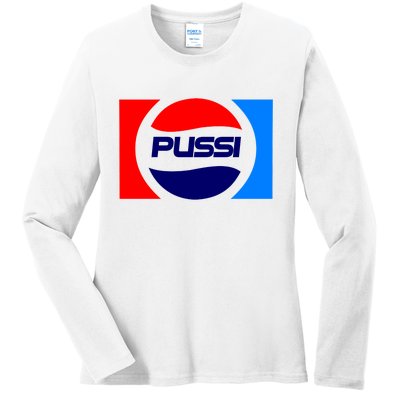 Pussi Parody Spoof Logo Offensive Ladies Long Sleeve Shirt