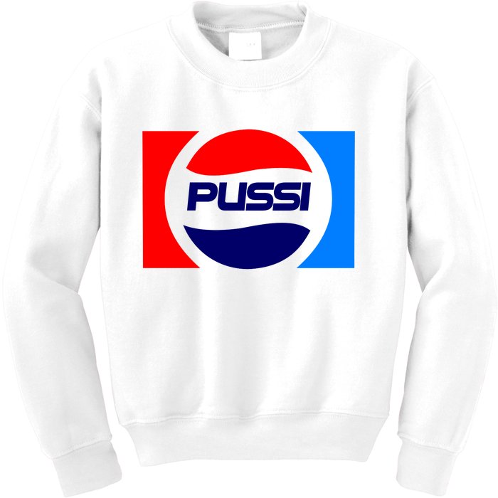 Pussi Parody Spoof Logo Offensive Kids Sweatshirt