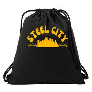 Pittsburgh Pennsylvania Sl City Skyline Bridges Retro Drawstring Bag