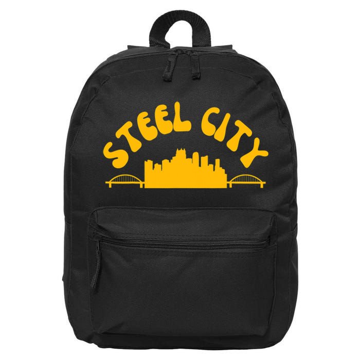 Pittsburgh Pennsylvania Sl City Skyline Bridges Retro 16 in Basic Backpack