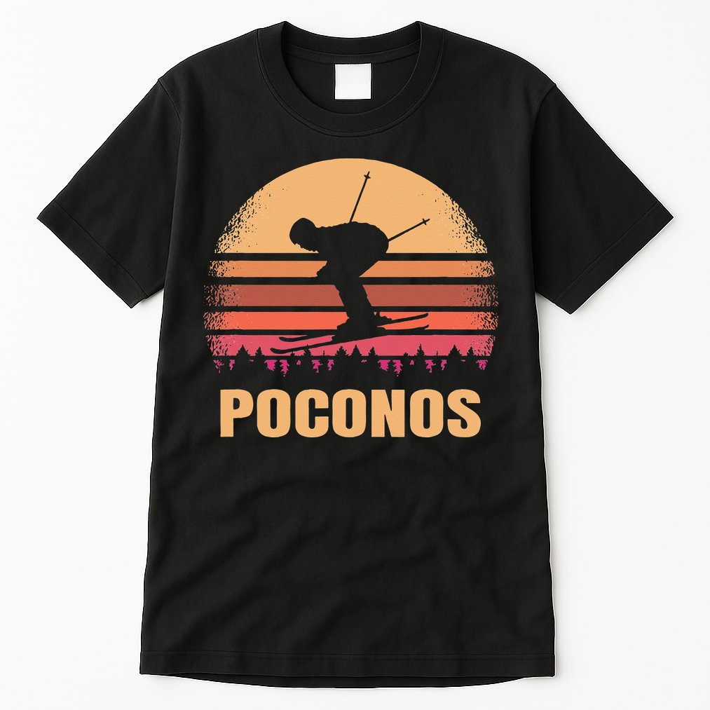 Poconos Pennsylvania Skier Vintage PA Skiing 80s Ski Resort Tall T-Shirt