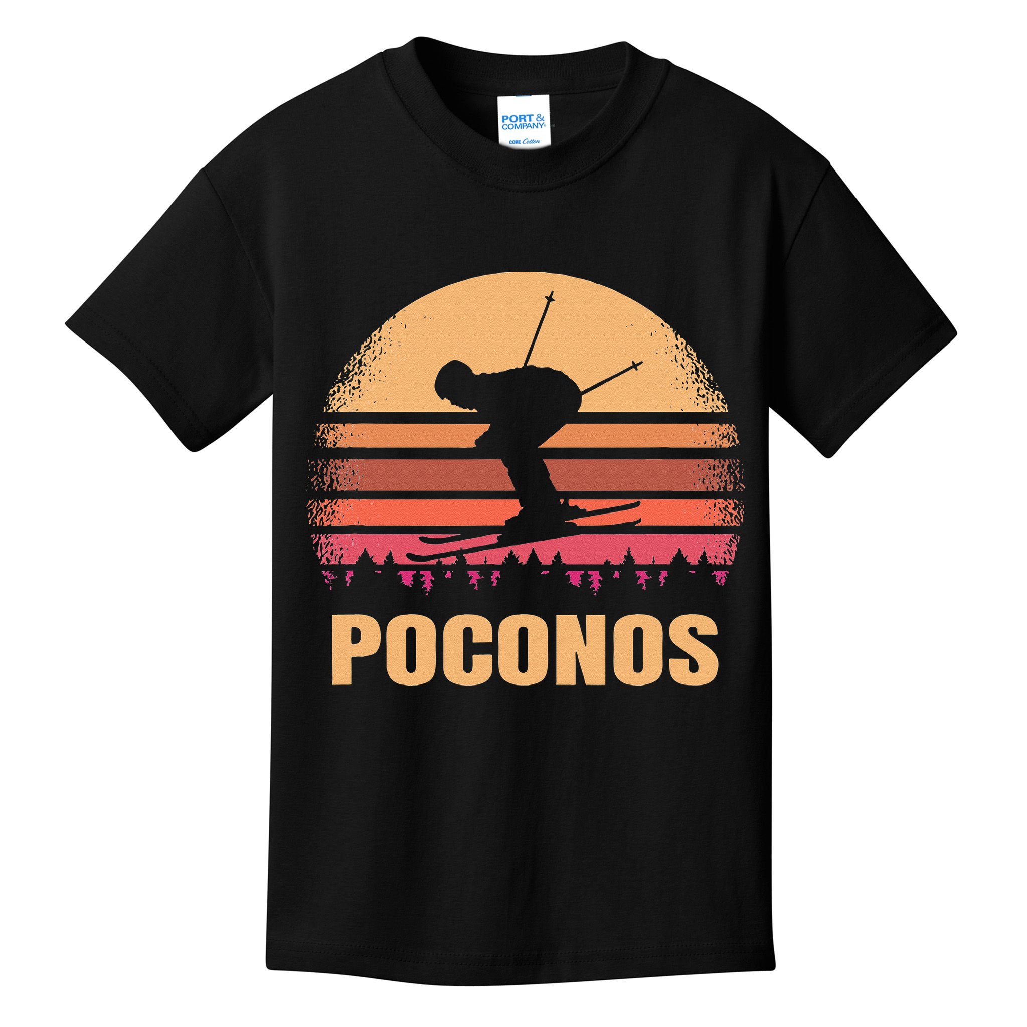 Poconos Pennsylvania Skier Vintage PA Skiing 80s Ski Resort Kids T-Shirt