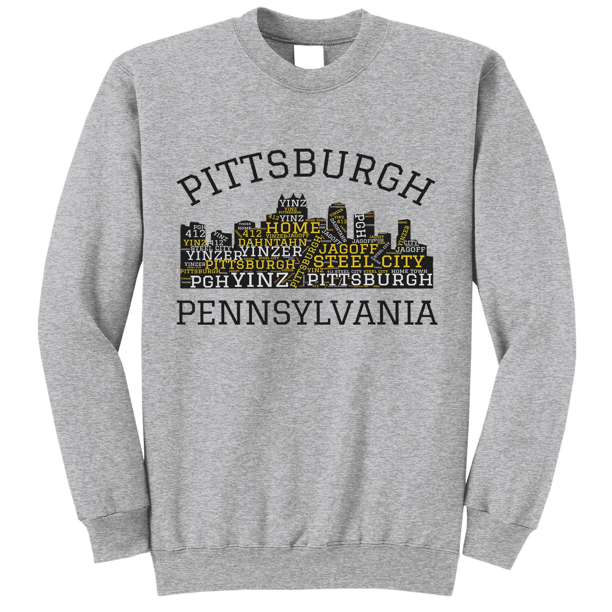 Pittsburgh Pennsylvania Sl City Skyline 412 Home Yinz Tall Sweatshirt