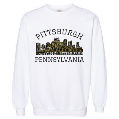 Pittsburgh Pennsylvania Sl City Skyline 412 Home Yinz Garment-Dyed Sweatshirt