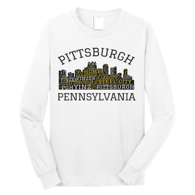 Pittsburgh Pennsylvania Sl City Skyline 412 Home Yinz Long Sleeve Shirt