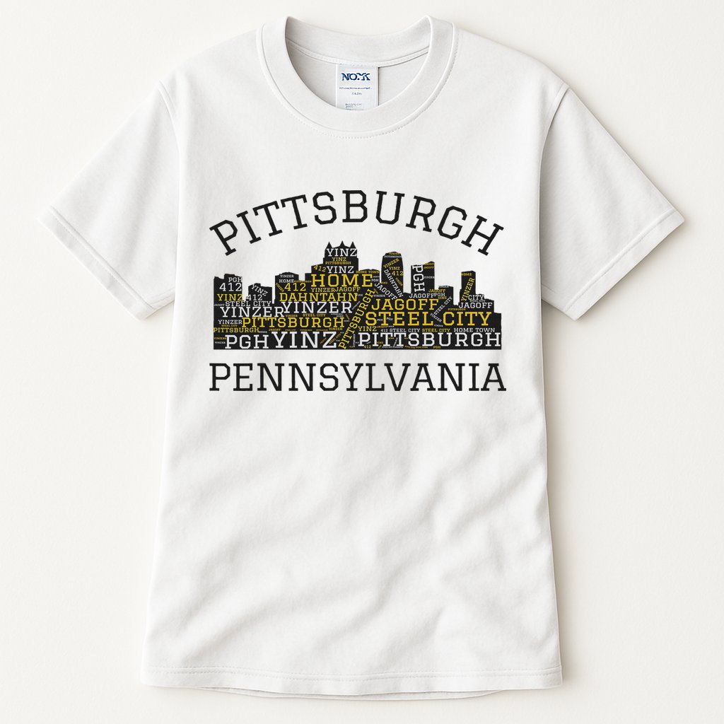 Pittsburgh Pennsylvania Sl City Skyline 412 Home Yinz Tall T-Shirt