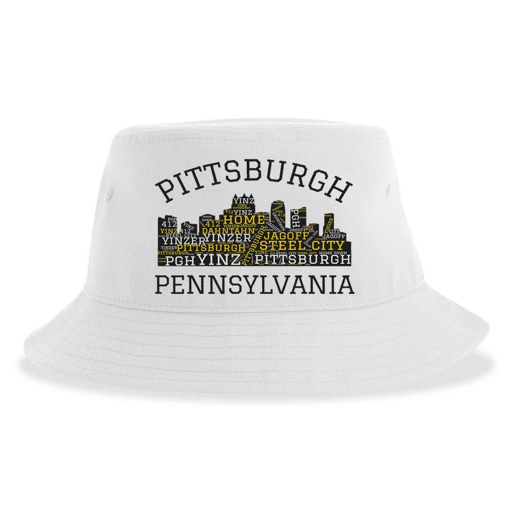 Pittsburgh Pennsylvania Sl City Skyline 412 Home Yinz Sustainable Bucket Hat